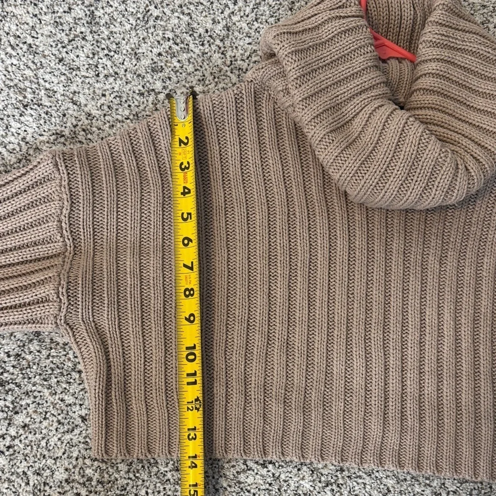 Cotton Candy Taupe Cropped Cowl Neck Sweater